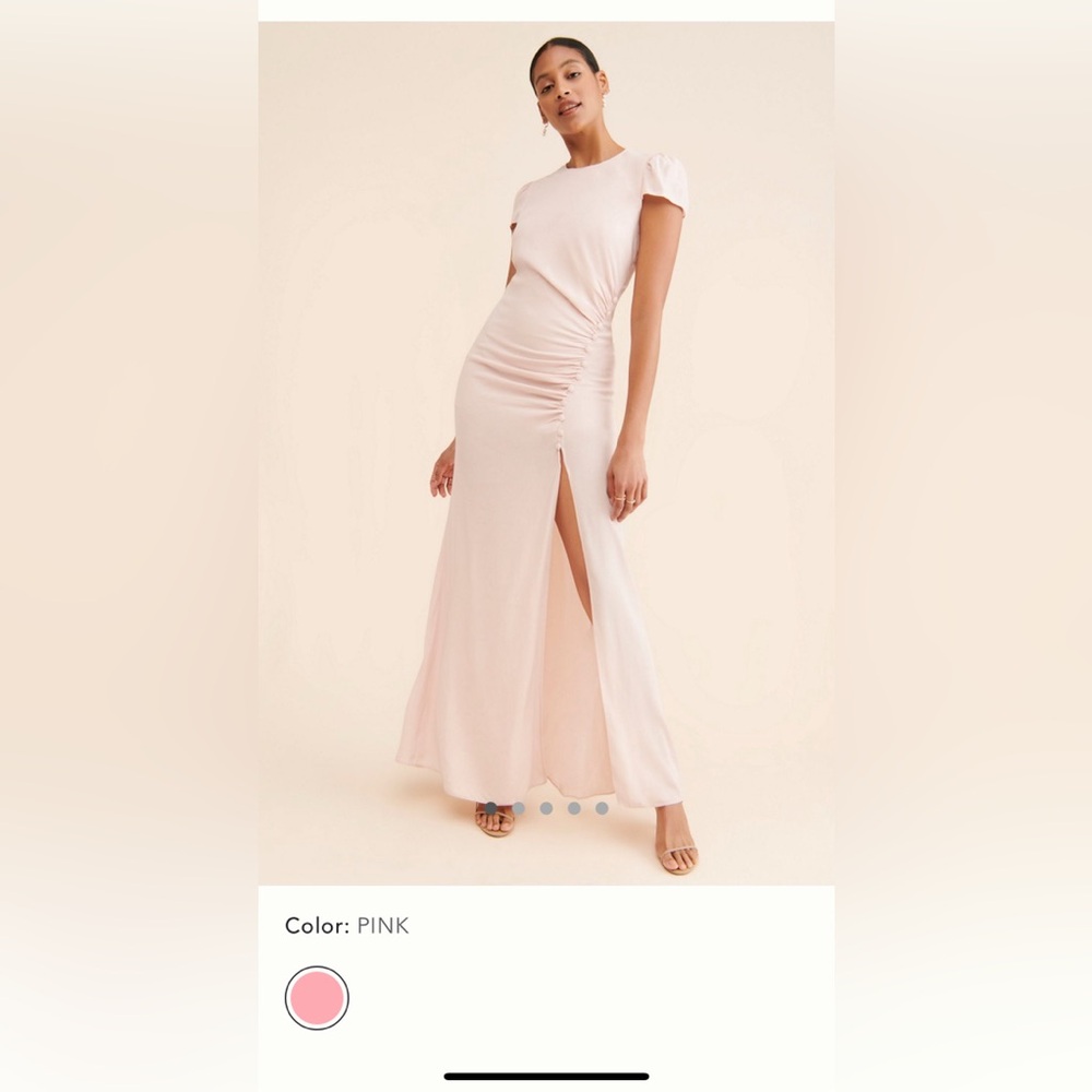 Anthropologie Pink Ruched Slip Maxi Skirt